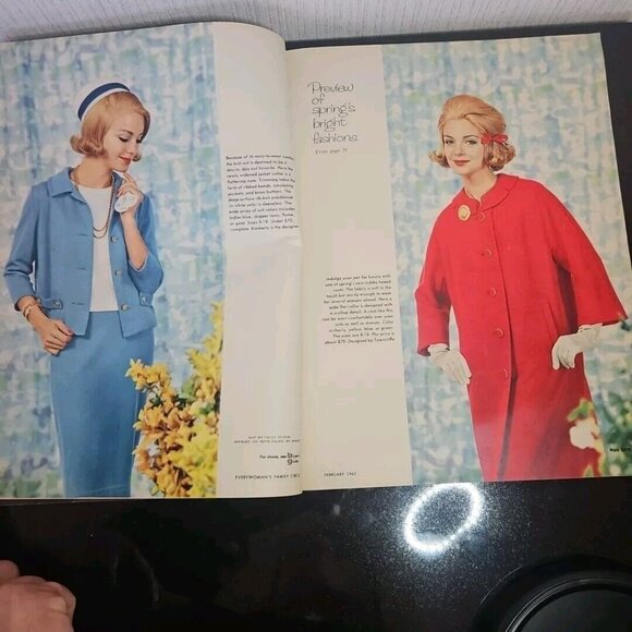 1962 Family Circle Magazine Spring Fashion Preview Cover Hairstyles Recipes - Picture 6 of 16